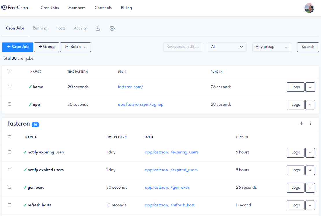 无需共享密码即可共享 Fastcron