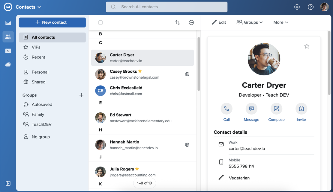 无需共享密码即可共享 Fastmail
