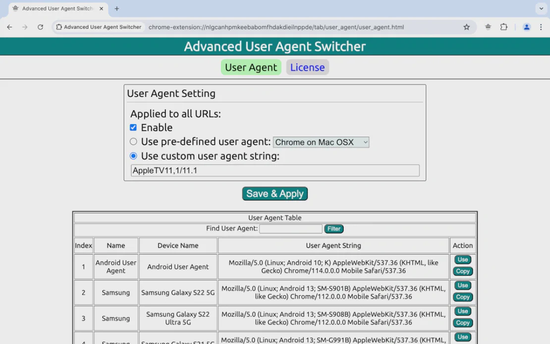 Complete User Agent Customization
