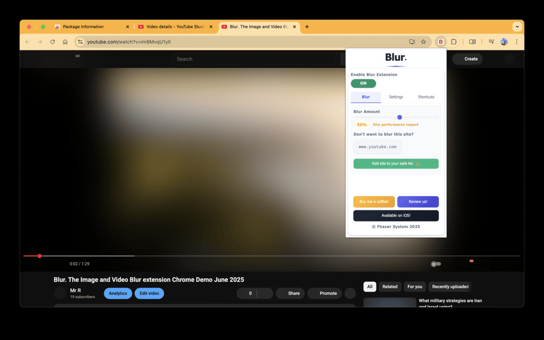 Discreet Browsing with Instant Blur