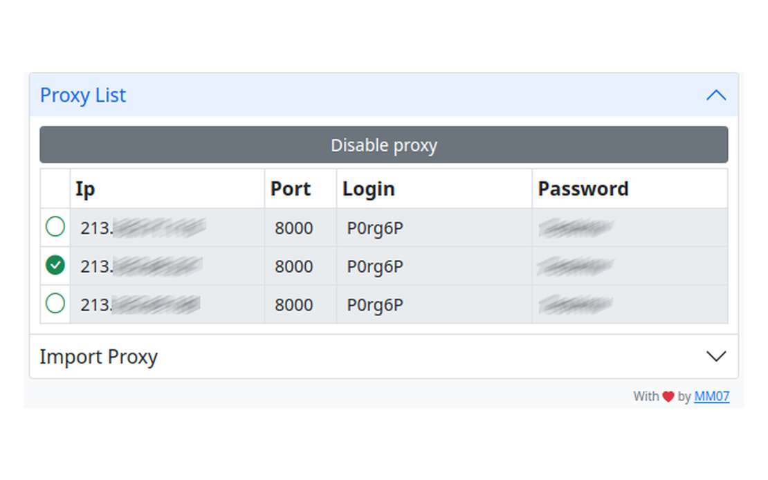 Quick Proxy Management