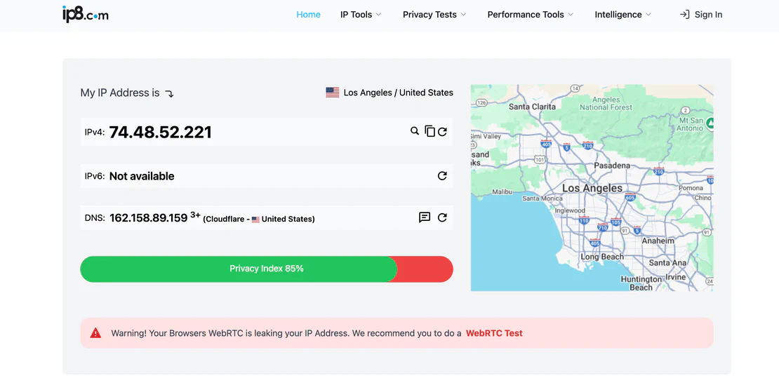 ip8 - 专业的浏览器指纹和 IP 匿名检测工具