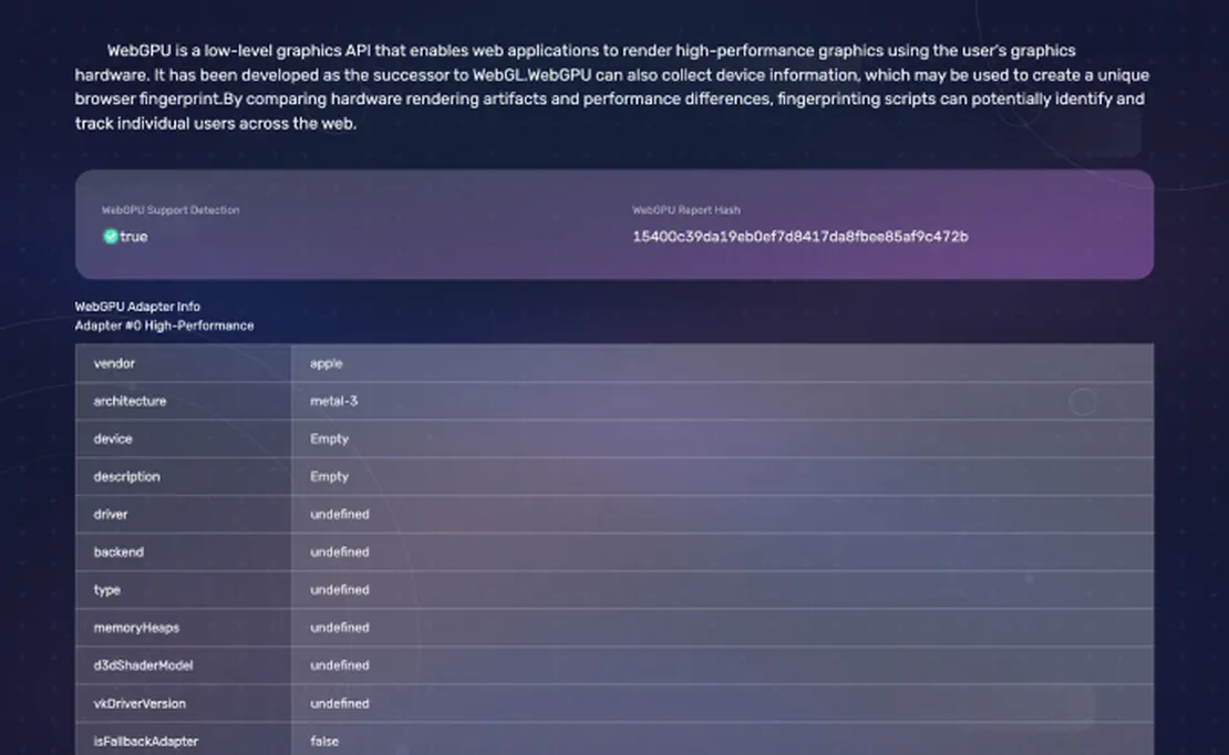 Detecção de WebGPU