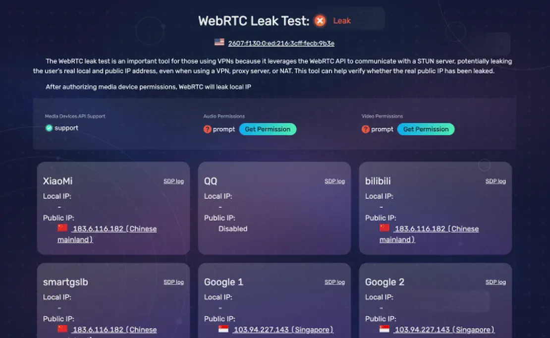 Vazamento de WebRTC