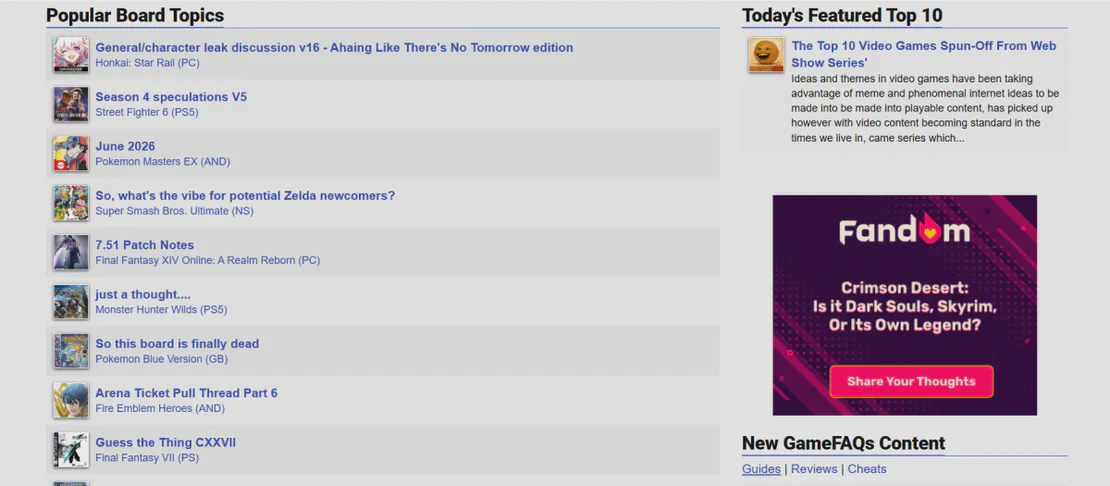 Múltiplas Contas para GameFAQs e GameSpot