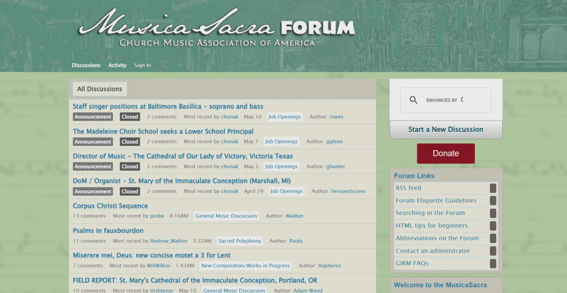 Multiple MusicaSacra Forum Accounts